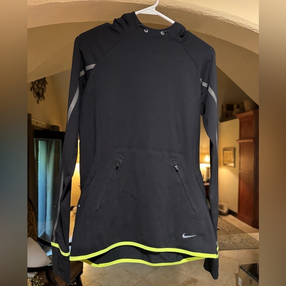 Nike Women's Dri-Fit Black Hoodie with Neon Accents